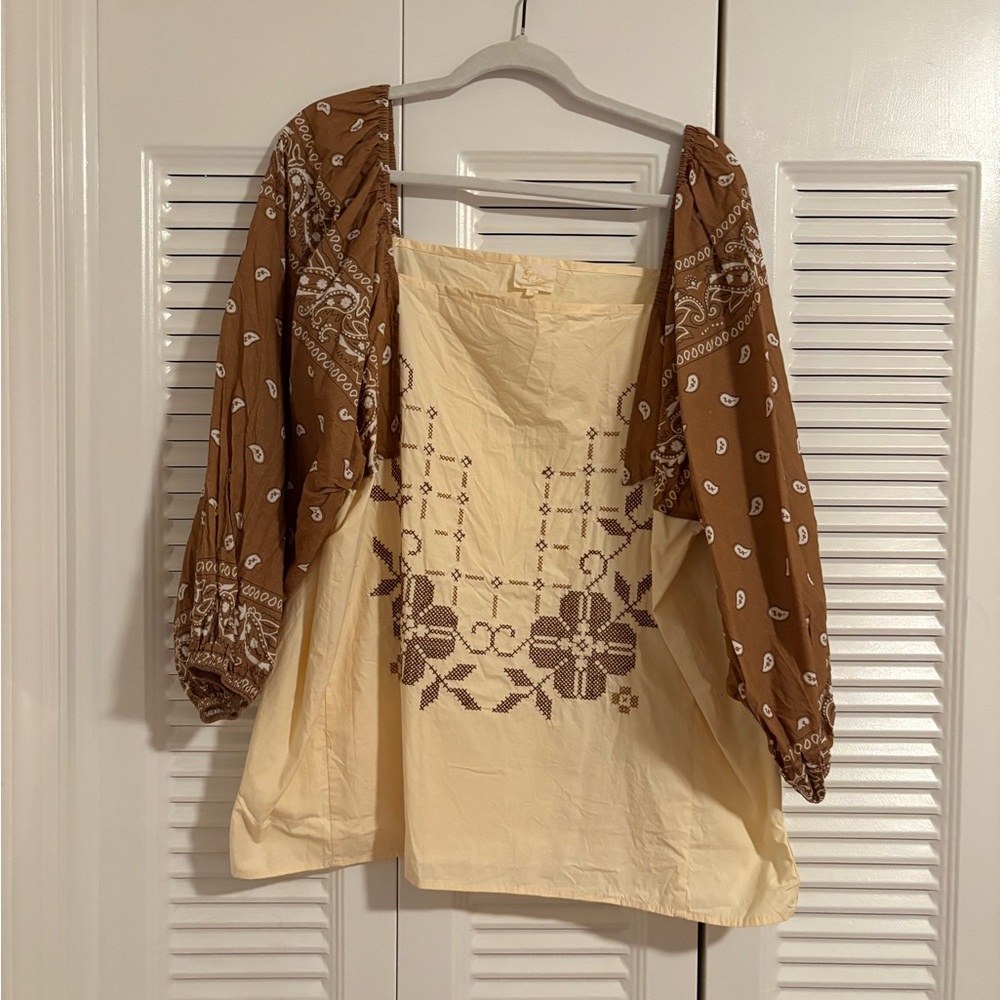 Love Brown and Cream Floral Blouse